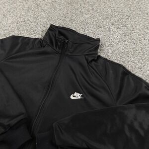 VTG Nike Jacket Mens M Black Full Zip Track Windbreaker Coat Swoosh USA 80s 90s